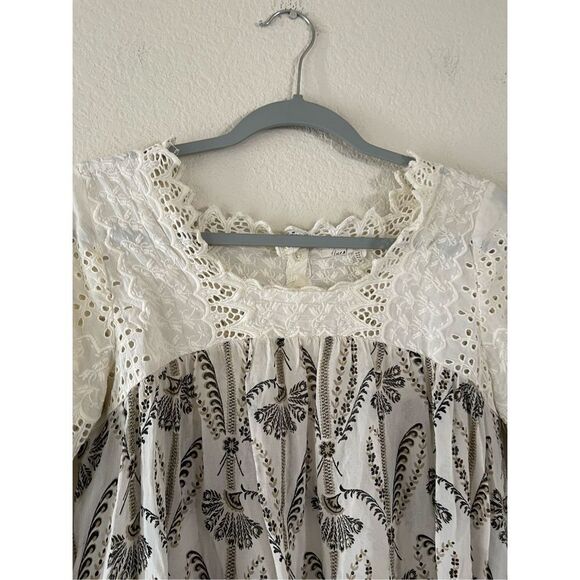 Anthropologie chiffon eyelet lace long sleeve boho blouse size 2 - Picture 2 of 7